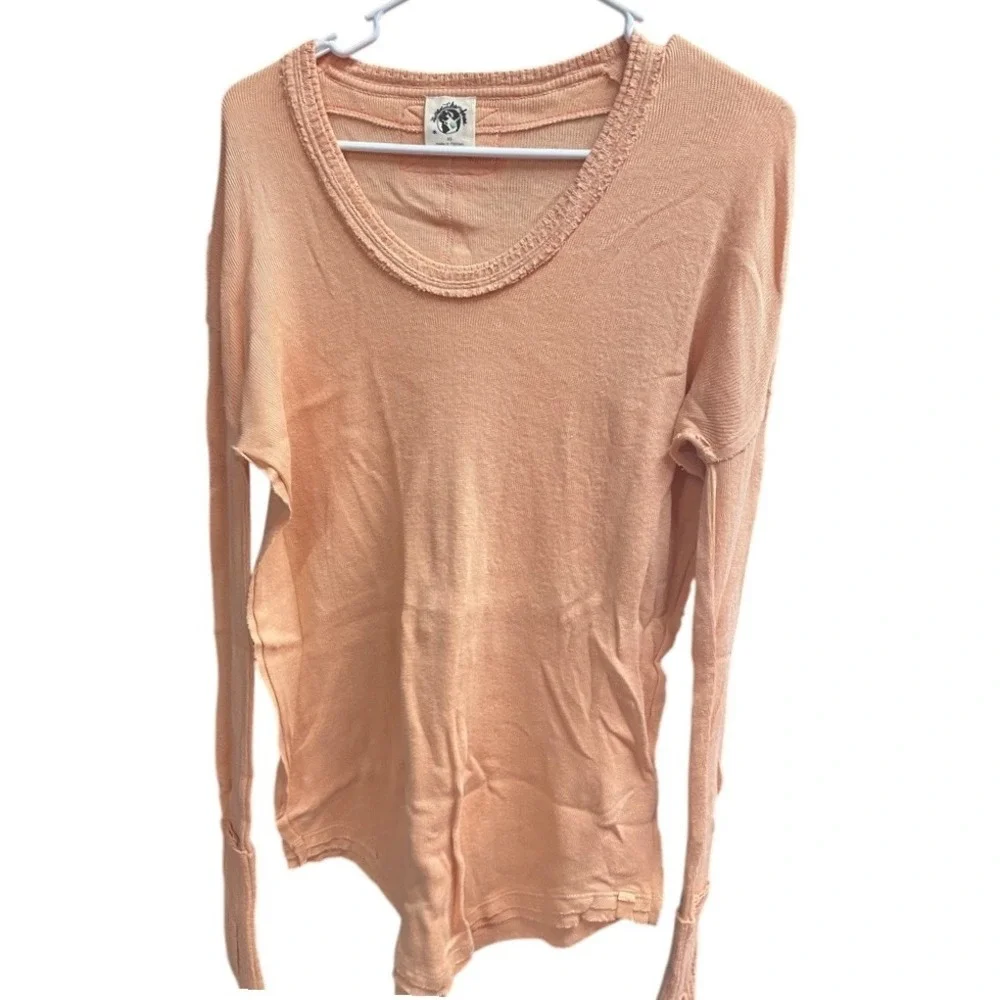 Free People Thermal Top Raw‎ Hem Long Sleeve Tunic Top Casual Comfy XS- 2 Tops - Picture 9 of 11